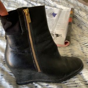 Black wedge booties